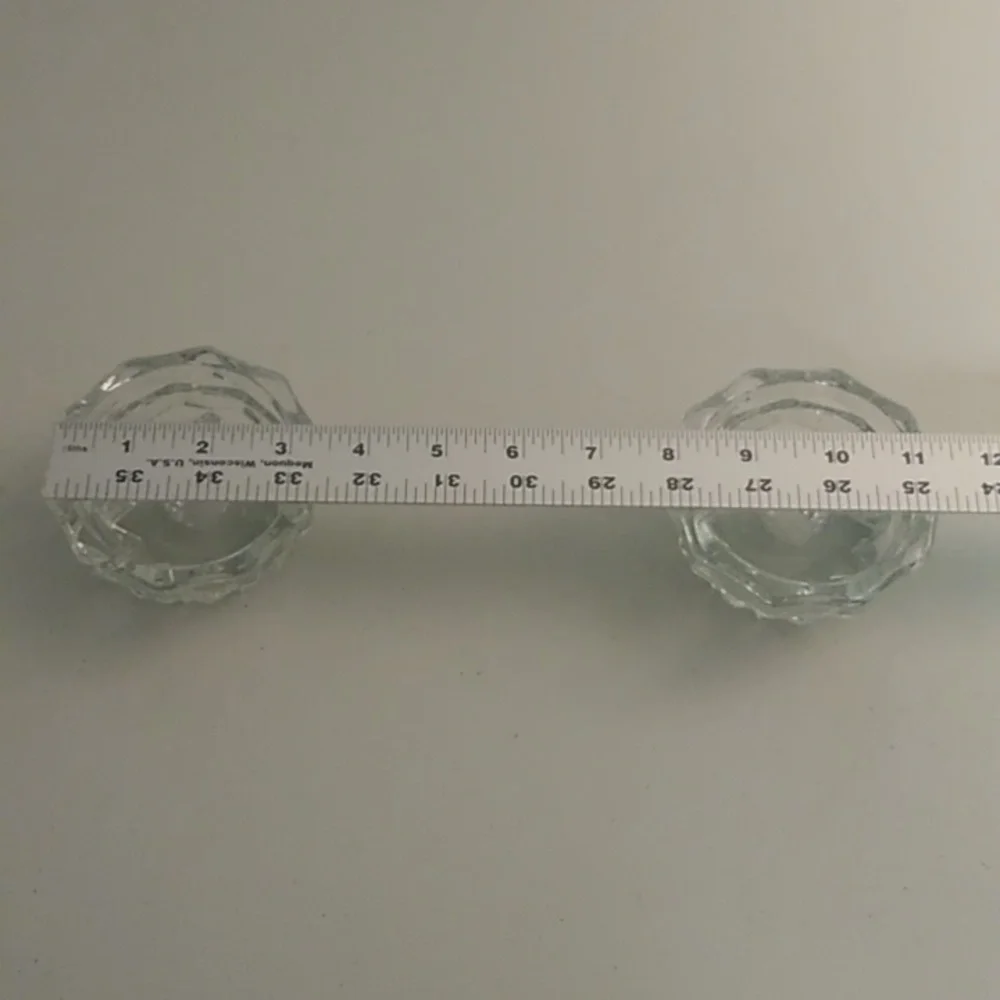 MID-CENTURY MODERN, STARBURST, HEAVY GLASS LOW PROFILE, SET OF 2 CANDLE …